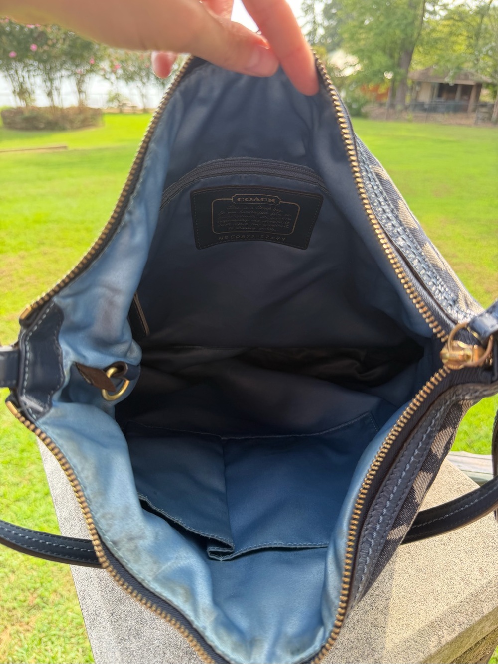 Coach Denim Signature Hobo Shoulder Bag - Gem